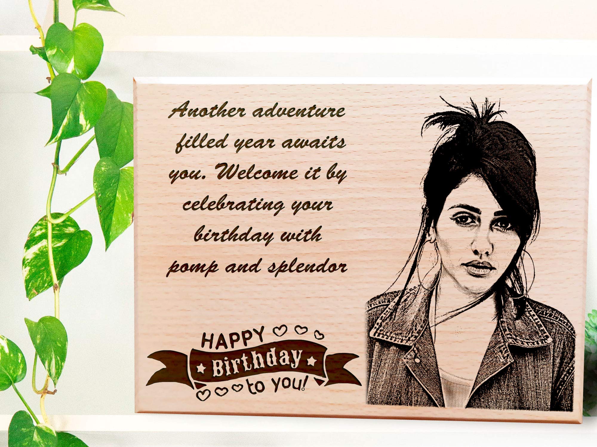 Incredible Gifts India Personalized Wooden Happy Birthday Frame For Girlfriend (10 X 8 Inch) Rectangular, Wall Mount